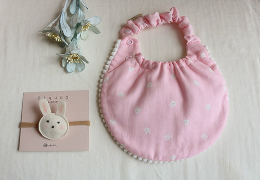 Pompom cotton rabbit bib