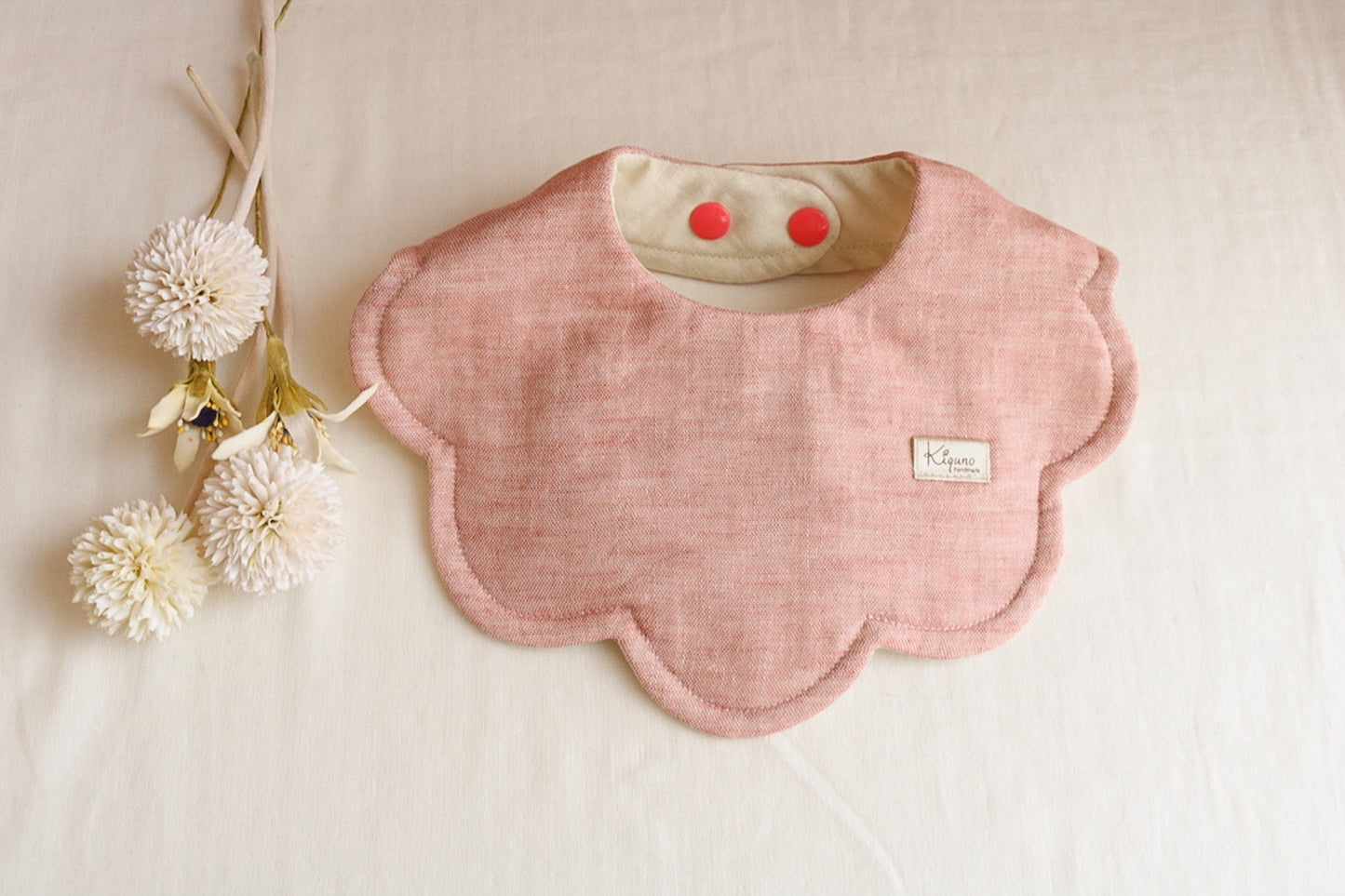 Cherry Pink Scalloped Bib