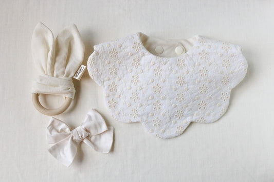 White Scalloped Bib