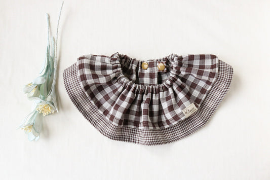 Gingham check gathered donut bib